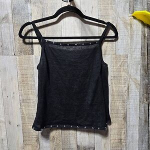 Mix It Vintage Y2K Black Floral Beaded Knit Cami Crop Top